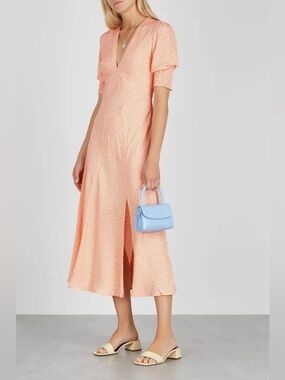Rixo Martha Peach Midi Dress Size Medium